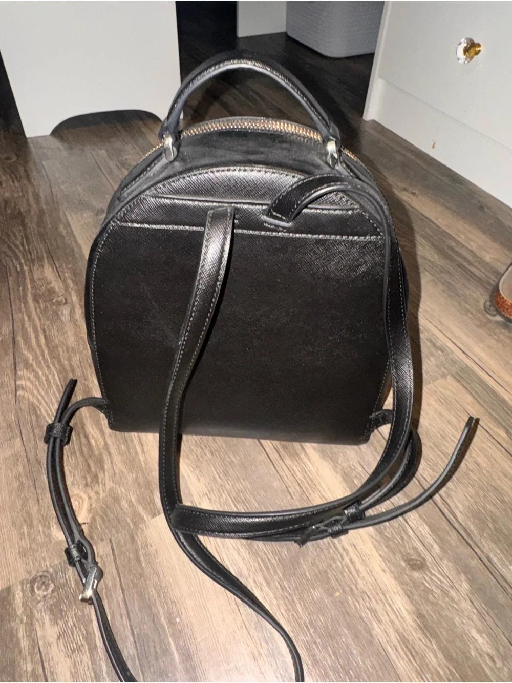 kate spade Black Saffiano Leather Mini Backpack with Gold Hardware